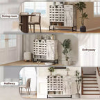 Buffet de rangement, porte tissée, portes cintrées, étagères réglables, pieds en métal, tiroir, pour cuisine/salon/salle à manger/entrée