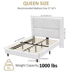 Cadre de lit plateforme rembourré Dyonery Queen Size, lit à oreilles avec tête de lit 56,1", velours côtelé/pieds en bois massif/aucun sommier tapissier requis/silencieux