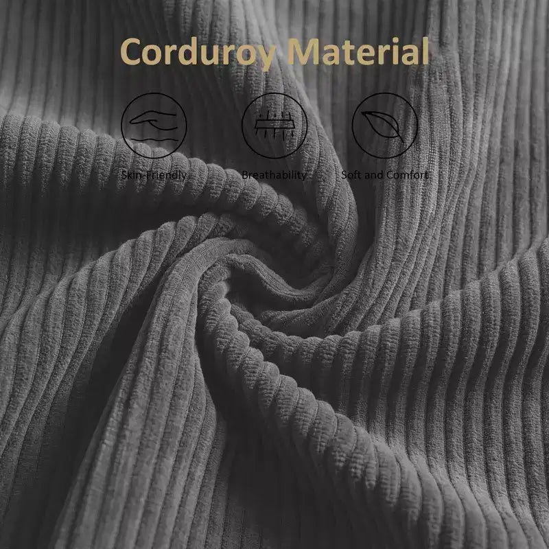 Cadre de lit plateforme rembourré Dyonery Queen Size, lit à oreilles avec tête de lit 56,1", velours côtelé/pieds en bois massif/aucun sommier tapissier requis/silencieux