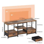 Meuble TV MAYEERTY avec 2 tiroirs en tissu et prise intégrée, console multimédia pour salon et chambre