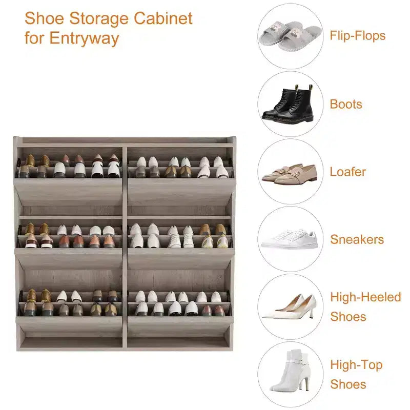 Meuble à chaussures avec 6 tiroirs à abattant, meuble à chaussures en bois avec étagère réglable, rangement à chaussures pour entrée, meuble à chaussures dissimulé pour couloir