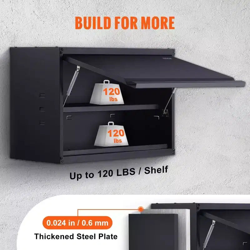 VIYET 20 Armoire de rangement murale en métal - Acier thermolaqué, étagère réglable, serrure à pression, 54 kg par étagère