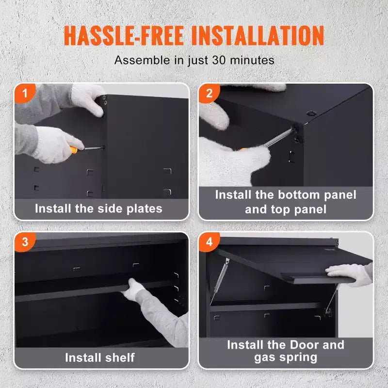 VIYET 20 Armoire de rangement murale en métal - Acier thermolaqué, étagère réglable, serrure à pression, 54 kg par étagère