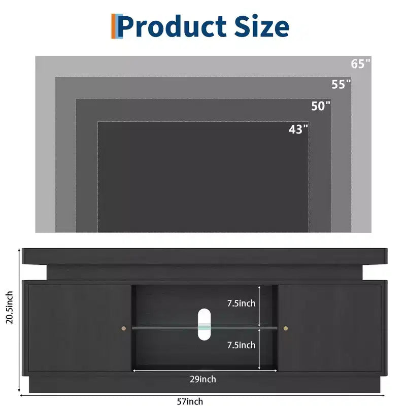 Meuble TV COZONY avec 2 portes, console TV polyvalente pour salon, table et support TV durables, meuble TV élégant pour intérieur moderne