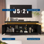 Meuble TV COZONY avec 2 portes, console TV polyvalente pour salon, table et support TV durables, meuble TV élégant pour intérieur moderne