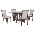 Ensemble table de salle à manger ronde extensible de style ferme pour 4, avec rallonge amovible et 4 chaises de salle à manger rembourrées