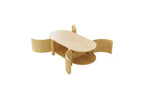 Table basse ovale rainurée JVNOXK de 47 pouces, adaptée aux salons, en bois d'hévéa massif avec 1 étagère et 2 portes de rangement, bois naturel