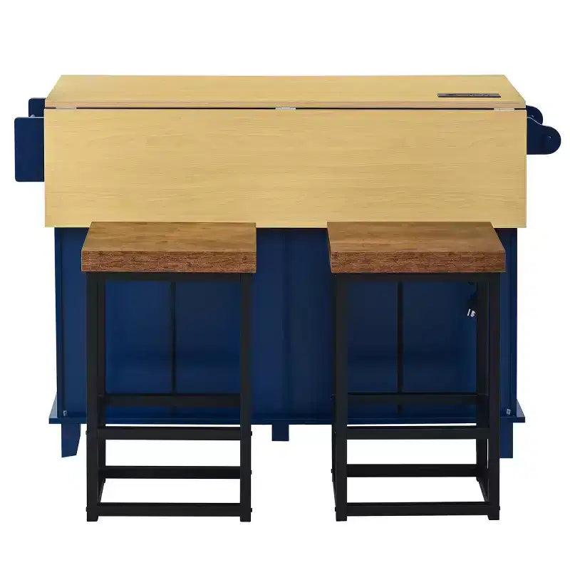 Table de cuisson de 53 po pour îlot de cuisine avec 2 places assises, ensemble de table de cuisson d'îlot de cuisine mobile avec rangement pour cuisine ou salle à manger - Panipeachy