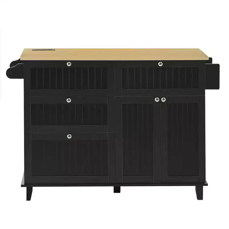 Table de cuisson de 53 po pour îlot de cuisine avec 2 places assises, ensemble de table de cuisson d'îlot de cuisine mobile avec rangement pour cuisine ou salle à manger - Panipeachy