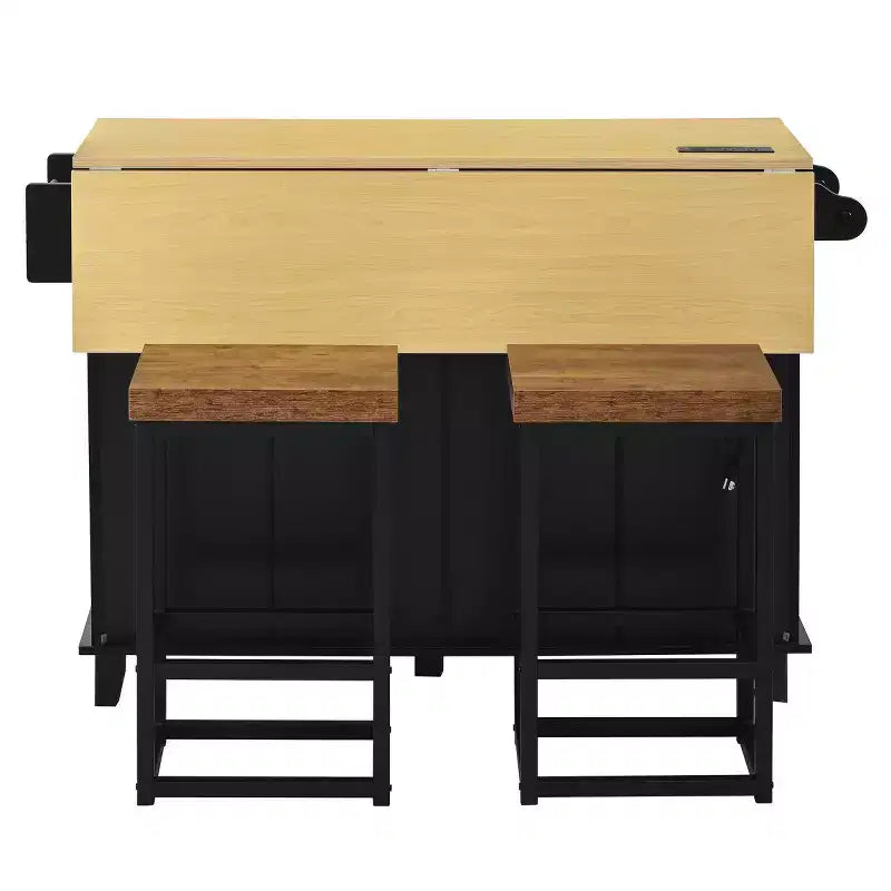 Table de cuisson de 53 po pour îlot de cuisine avec 2 places assises, ensemble de table de cuisson d'îlot de cuisine mobile avec rangement pour cuisine ou salle à manger - Panipeachy