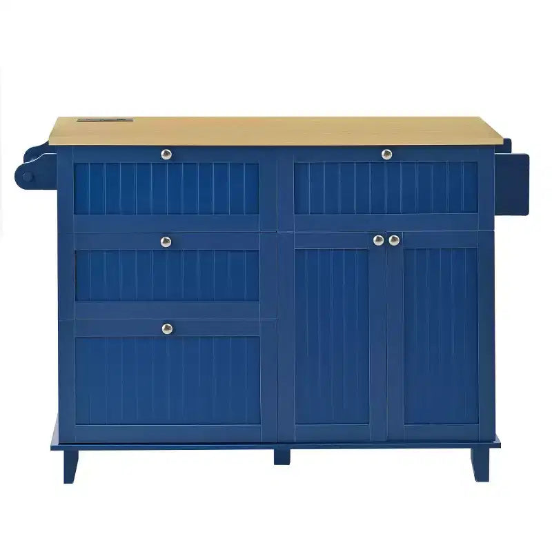 Table de cuisson de 53 po pour îlot de cuisine avec 2 places assises, ensemble de table de cuisson d'îlot de cuisine mobile avec rangement pour cuisine ou salle à manger - Panipeachy