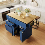 Table de cuisson de 53 po pour îlot de cuisine avec 2 places assises, ensemble de table de cuisson d'îlot de cuisine mobile avec rangement pour cuisine ou salle à manger - Panipeachy
