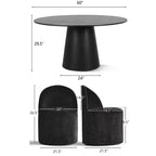Ensemble table à manger ronde moderne pour 6, Table à manger piédestal noire, Chaises pivotantes roulantes en chenille avec roulettes - Panipeachy