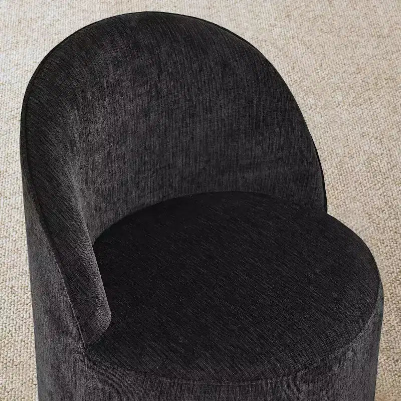 Ensemble table à manger ronde moderne pour 6, Table à manger piédestal noire, Chaises pivotantes roulantes en chenille avec roulettes - Panipeachy