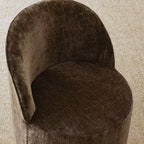Ensemble table à manger ronde moderne pour 6, Table à manger piédestal noire, Chaises pivotantes roulantes en chenille avec roulettes - Panipeachy