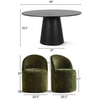 Ensemble table à manger ronde moderne pour 6, Table à manger piédestal noire, Chaises pivotantes roulantes en chenille avec roulettes - Panipeachy