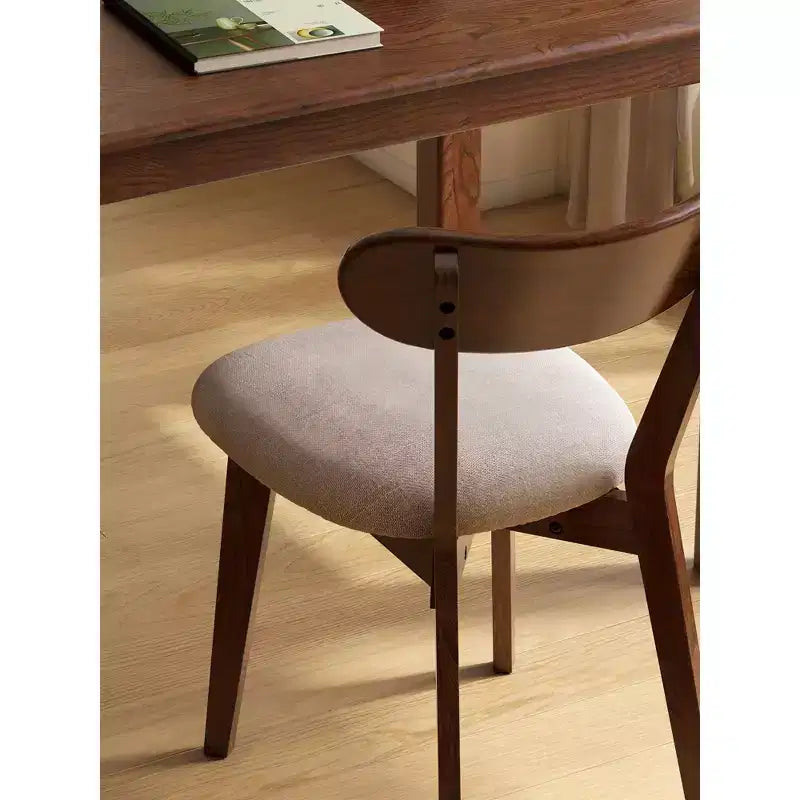 MAYEERTY Lot de 2 chaises de salle à manger rembourrées, chaises en bois massif de chêne de qualité FAS pour cuisine, salle à manger, salon, noyer
