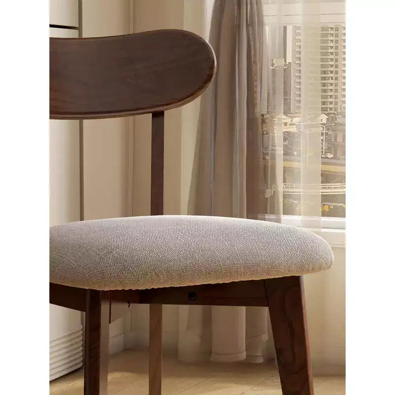 MAYEERTY Lot de 2 chaises de salle à manger rembourrées, chaises en bois massif de chêne de qualité FAS pour cuisine, salle à manger, salon, noyer