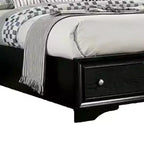 Lit Queen Royal Hampton, Tiroirs au Pied de Lit, Bois Noir avec Accents Pailletés