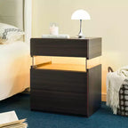 MAYEERTY Table de Chevet avec Commode à 3 Tiroirs pour Chambre à Coucher Table d'Appoint pour Salon Noyer