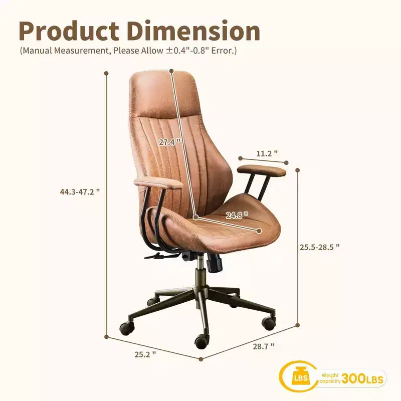 HOMLUX Chaise de bureau moderne ergonomique à dossier haut en tissu suède pour directeur ou bureau à domicile