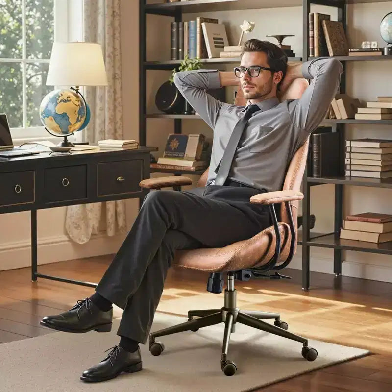 HOMLUX Chaise de bureau moderne ergonomique à dossier haut en tissu suède pour directeur ou bureau à domicile