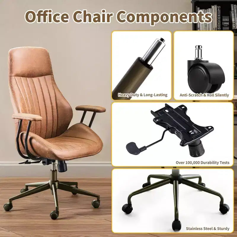 HOMLUX Chaise de bureau moderne ergonomique à dossier haut en tissu suède pour directeur ou bureau à domicile