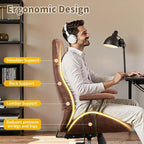 HOMLUX Chaise de bureau moderne ergonomique à dossier haut en tissu suède pour directeur ou bureau à domicile