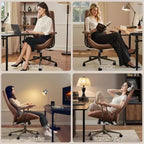 HOMLUX Chaise de bureau moderne ergonomique à dossier haut en tissu suède pour directeur ou bureau à domicile