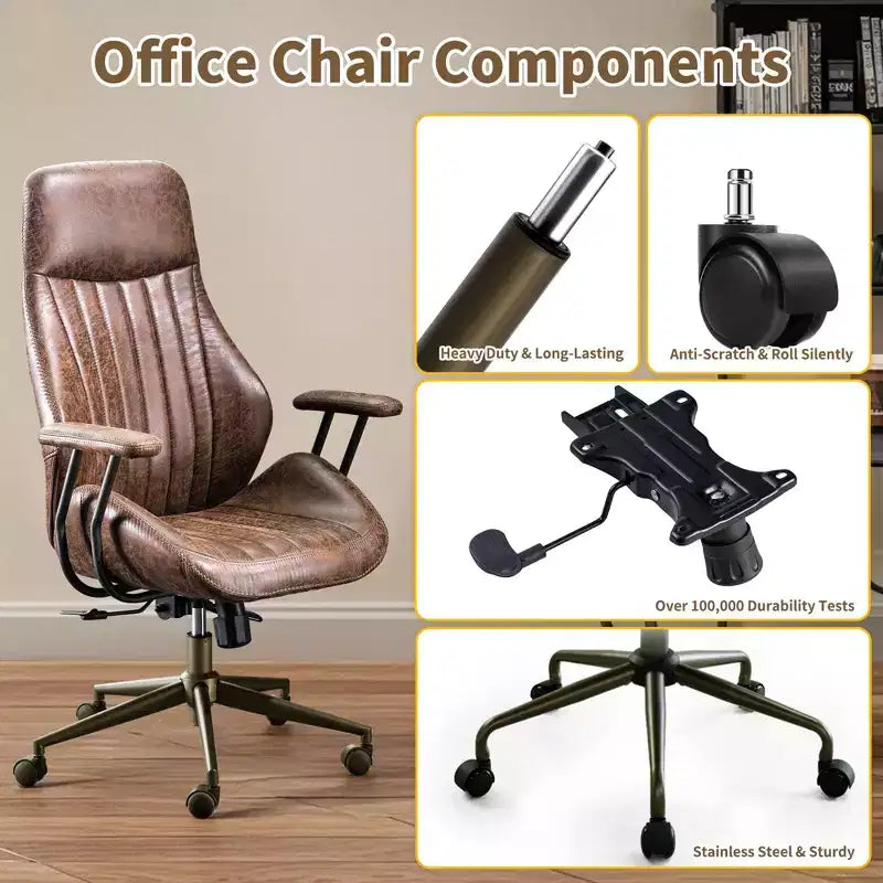 HOMLUX Chaise de bureau moderne ergonomique à dossier haut en tissu suède pour directeur ou bureau à domicile