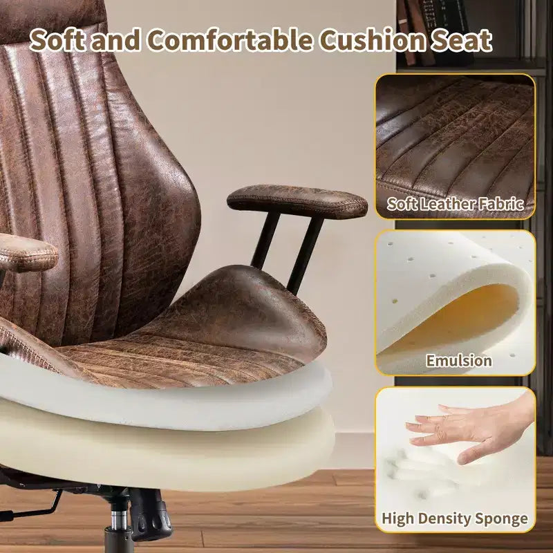 HOMLUX Chaise de bureau moderne ergonomique à dossier haut en tissu suède pour directeur ou bureau à domicile