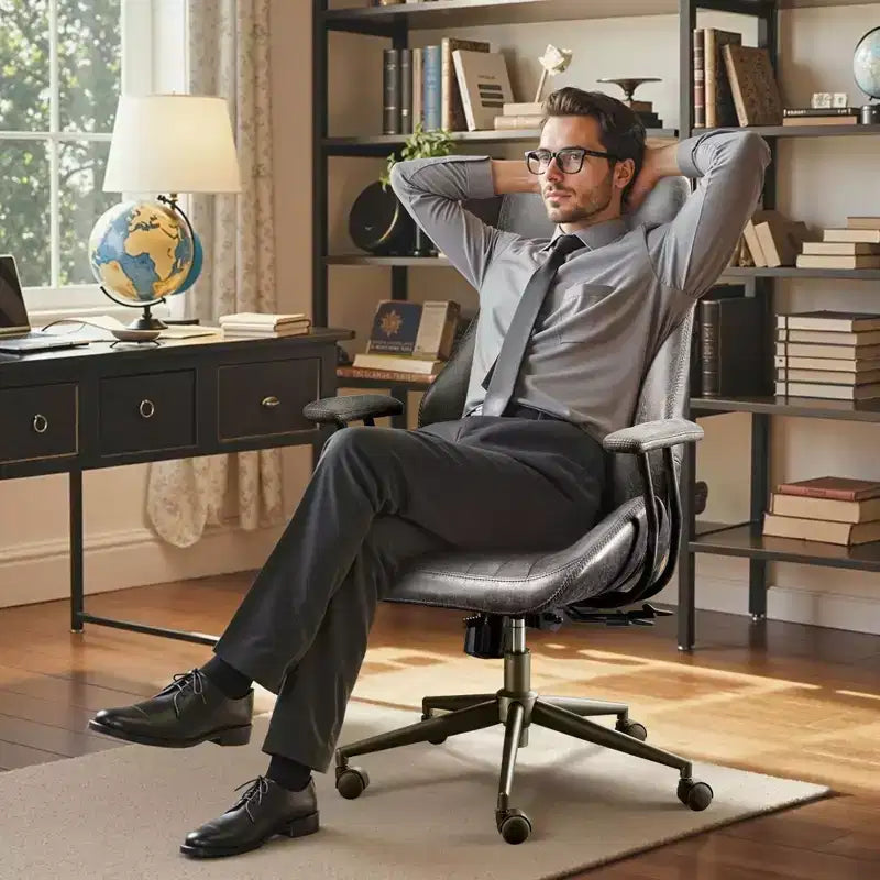 HOMLUX Chaise de bureau moderne ergonomique à dossier haut en tissu suède pour directeur ou bureau à domicile