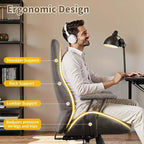 HOMLUX Chaise de bureau moderne ergonomique à dossier haut en tissu suède pour directeur ou bureau à domicile
