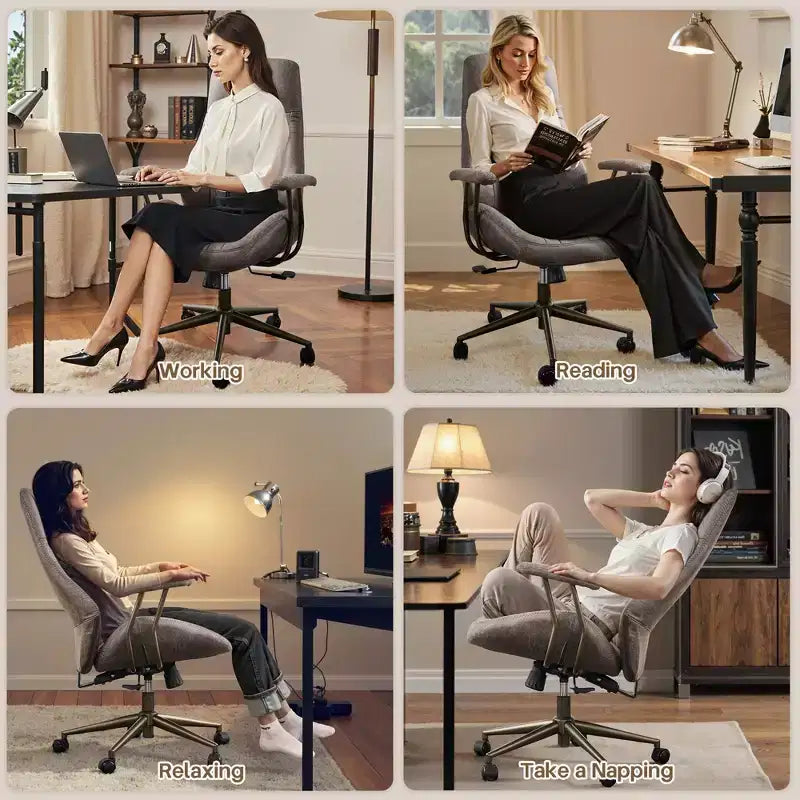 HOMLUX Chaise de bureau moderne ergonomique à dossier haut en tissu suède pour directeur ou bureau à domicile