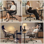 HOMLUX Chaise de bureau moderne ergonomique à dossier haut en tissu suède pour directeur ou bureau à domicile