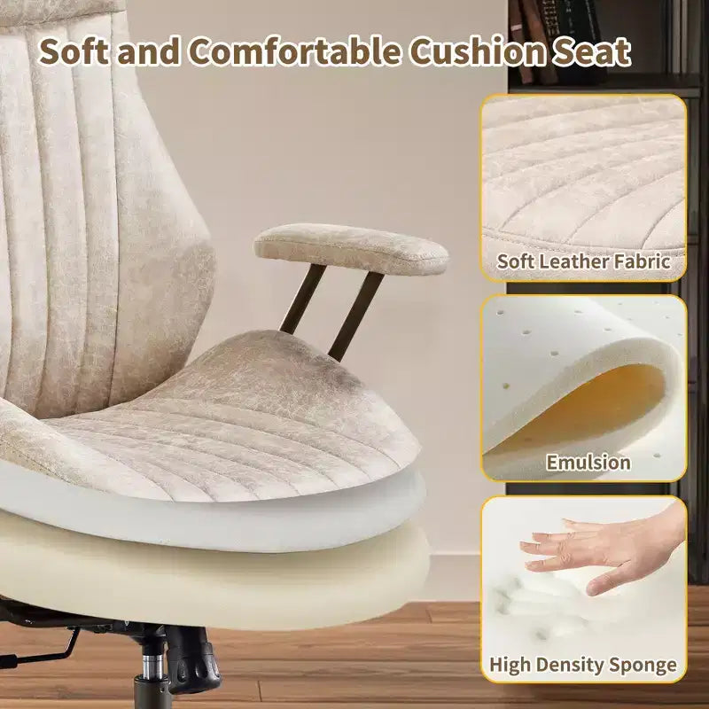 HOMLUX Chaise de bureau moderne ergonomique à dossier haut en tissu suède pour directeur ou bureau à domicile