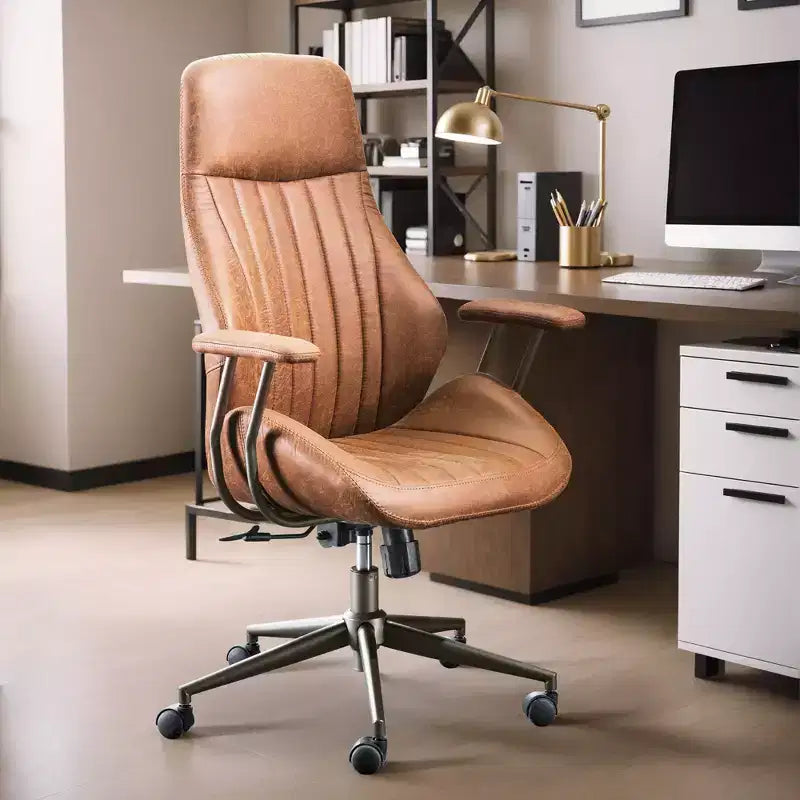 HOMLUX Chaise de bureau moderne ergonomique à dossier haut en tissu suède pour directeur ou bureau à domicile