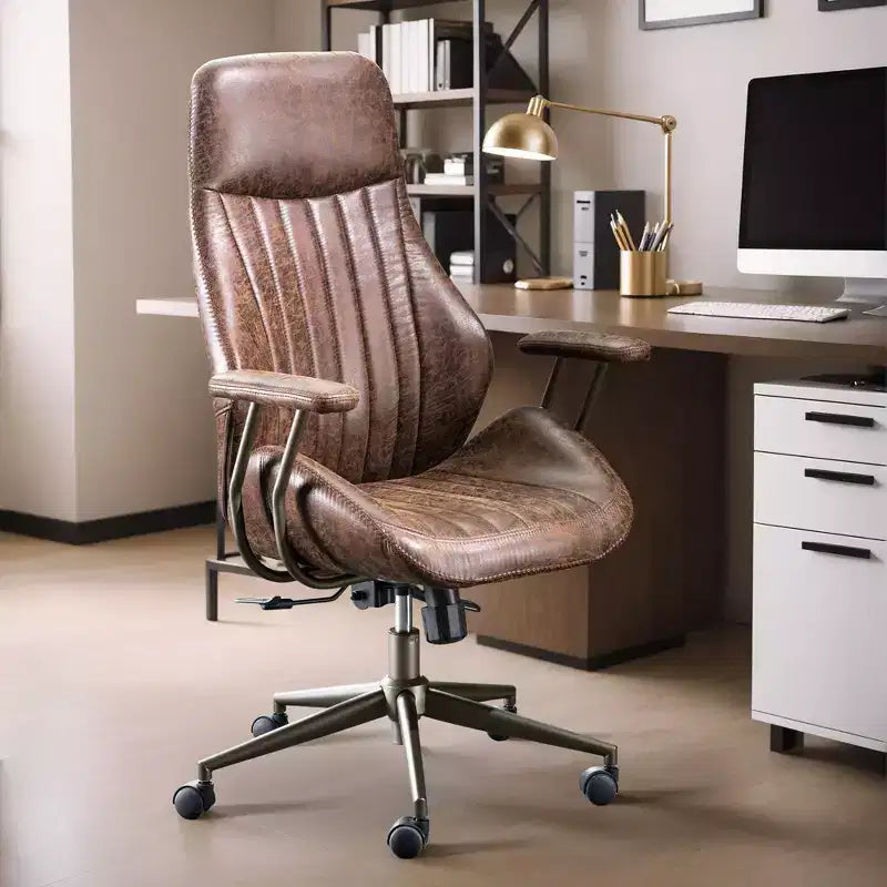 HOMLUX Chaise de bureau moderne ergonomique à dossier haut en tissu suède pour directeur ou bureau à domicile