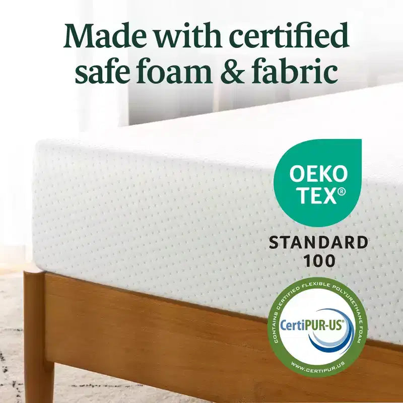 Matelas ZINUS en mousse à mémoire de forme au thé vert, 20 cm, une place, sans fibre de verre, fermeté moyenne, soulagement de la pression ciblé, mousses et tissus certifiés sans substances nocives