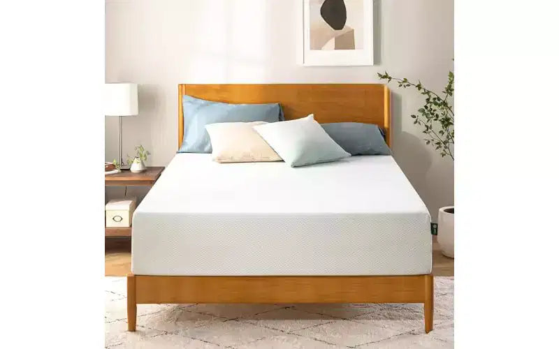 Matelas en mousse à mémoire de forme au thé vert ZINUS 10 pouces Queen, sans fibre de verre, fermeté moyenne, zones de soulagement de la pression, mousses et tissus certifiés sans danger.