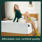 Matelas en mousse à mémoire de forme au thé vert ZINUS 10 pouces Queen, sans fibre de verre, fermeté moyenne, zones de soulagement de la pression, mousses et tissus certifiés sans danger.