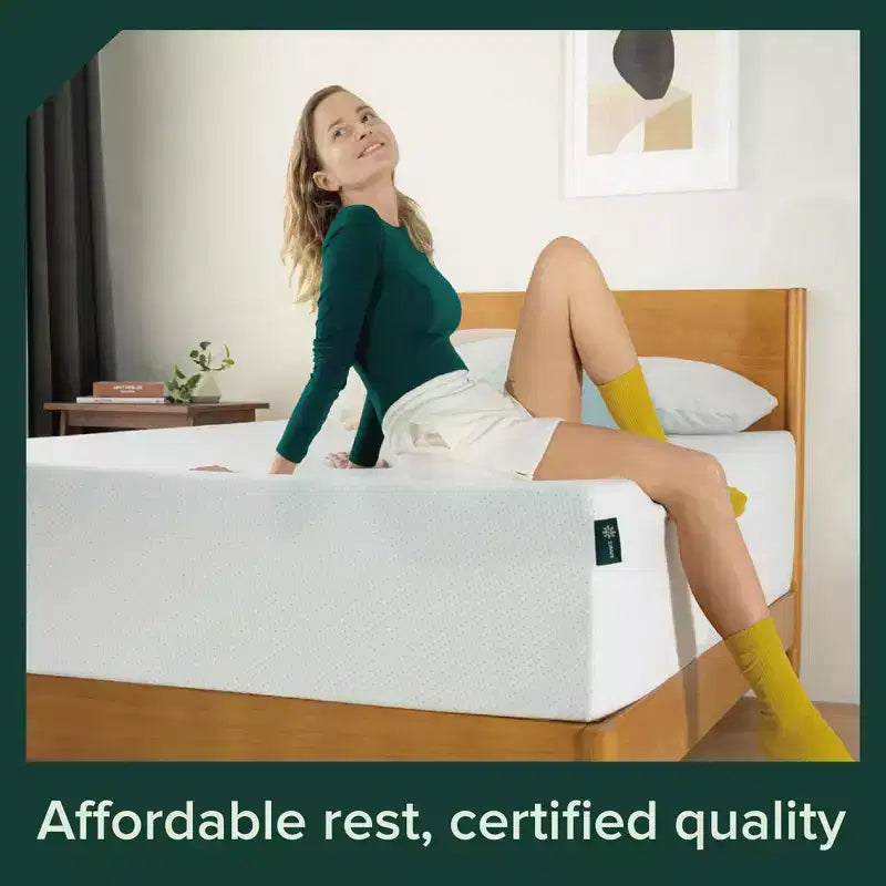 Matelas en mousse à mémoire de forme au thé vert ZINUS 10 pouces Queen, sans fibre de verre, fermeté moyenne, zones de soulagement de la pression, mousses et tissus certifiés sans danger.