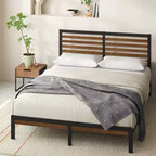 Zinus Kai Bamboo and Metal Platform Bed Frame with Headboard, No Box Spring Needed, Easy Assembly, Queen, Brown