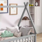 Lit de sol Bellemave en forme de tente, taille double, avec barrières de sécurité et lattes