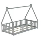 Lit de sol Bellemave en forme de tente, taille double, avec barrières de sécurité et lattes