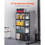 Étagères de rangement VEVOR, 907 kg, 5 niveaux, 45,7 P x 81,3 L x 182,9 H cm, étagères métalliques réglables noires pour garage, cellier, etc.