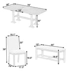 Ensemble de salle à manger 6 pièces avec banc pour 6, ensemble de table de cuisine avec tiroir de rangement et 4 chaises de salle à manger rembourrées