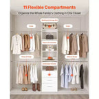 VEVOR Système de rangement pour dressing avec 3 tiroirs, Organisateurs de placard en bois à hauteur réglable, Organisation de dressing moderne, Blanc