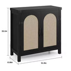 Bahut en rotin, buffet de rangement de style ferme avec accents en bois bohème, bar à café parfait pour la cuisine, la salle à manger et le salon, couloir