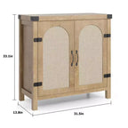 Bahut en rotin, buffet de rangement de style ferme avec accents en bois bohème, bar à café parfait pour la cuisine, la salle à manger et le salon, couloir